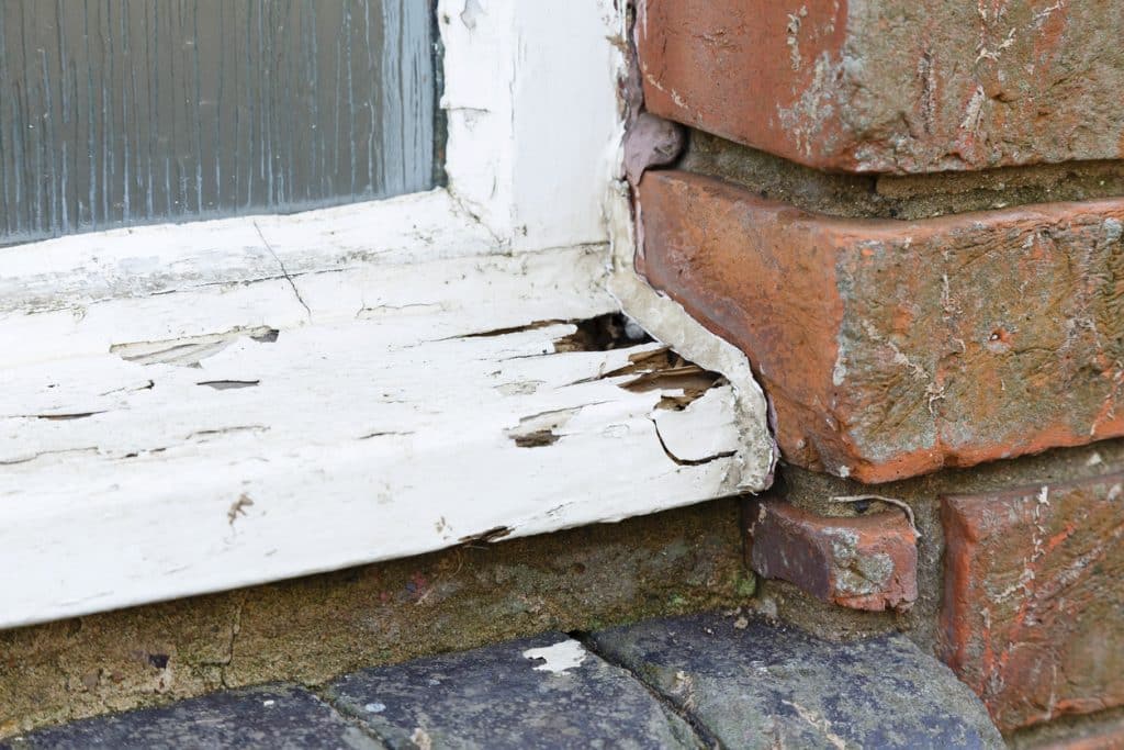 Detailed view of a newly installed, energy saving double glazed sash window .